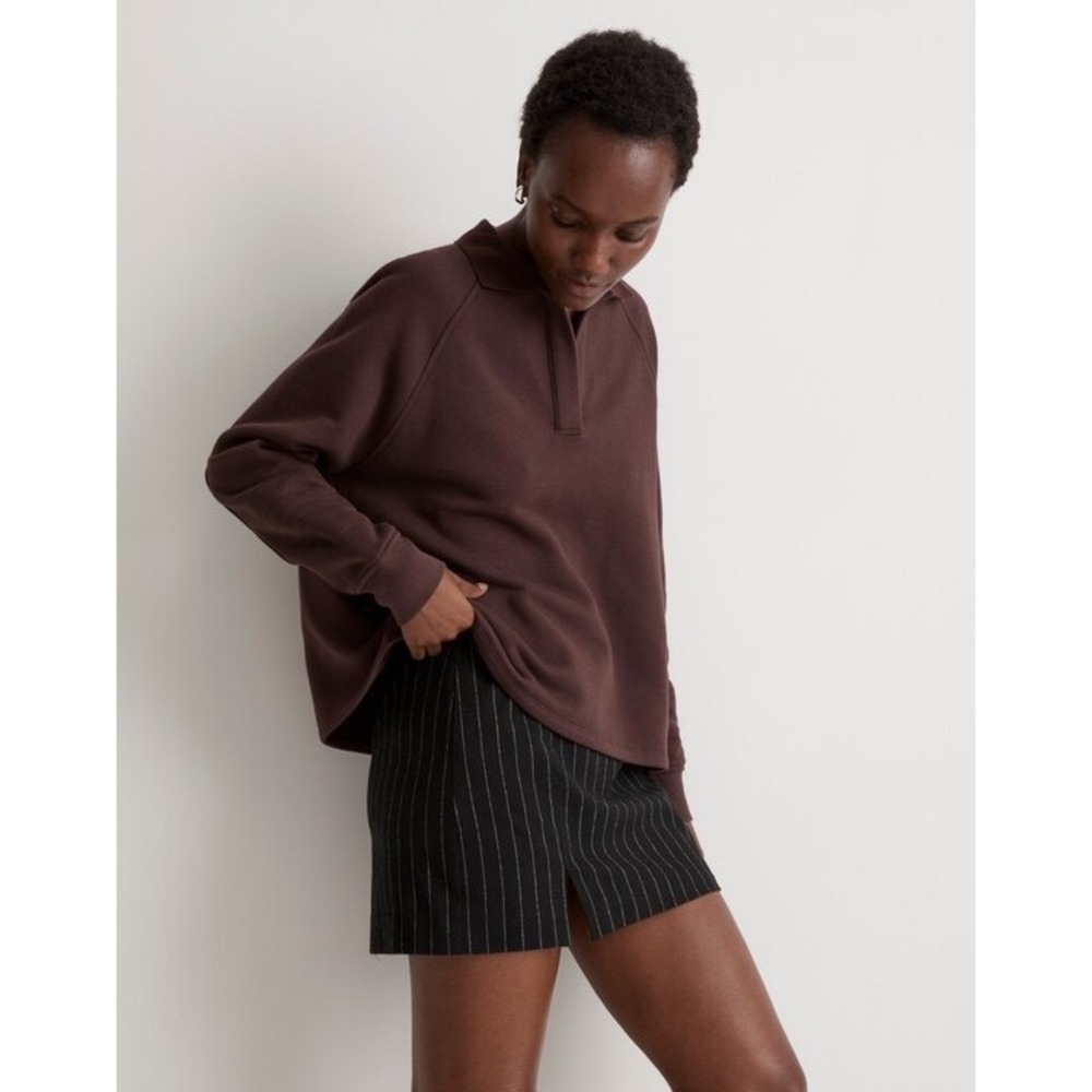 Madewell MWL Re-sourced Fleece Polo Sweatshirt  N0164‎ Womens Small NEW - Picture 2 of 10